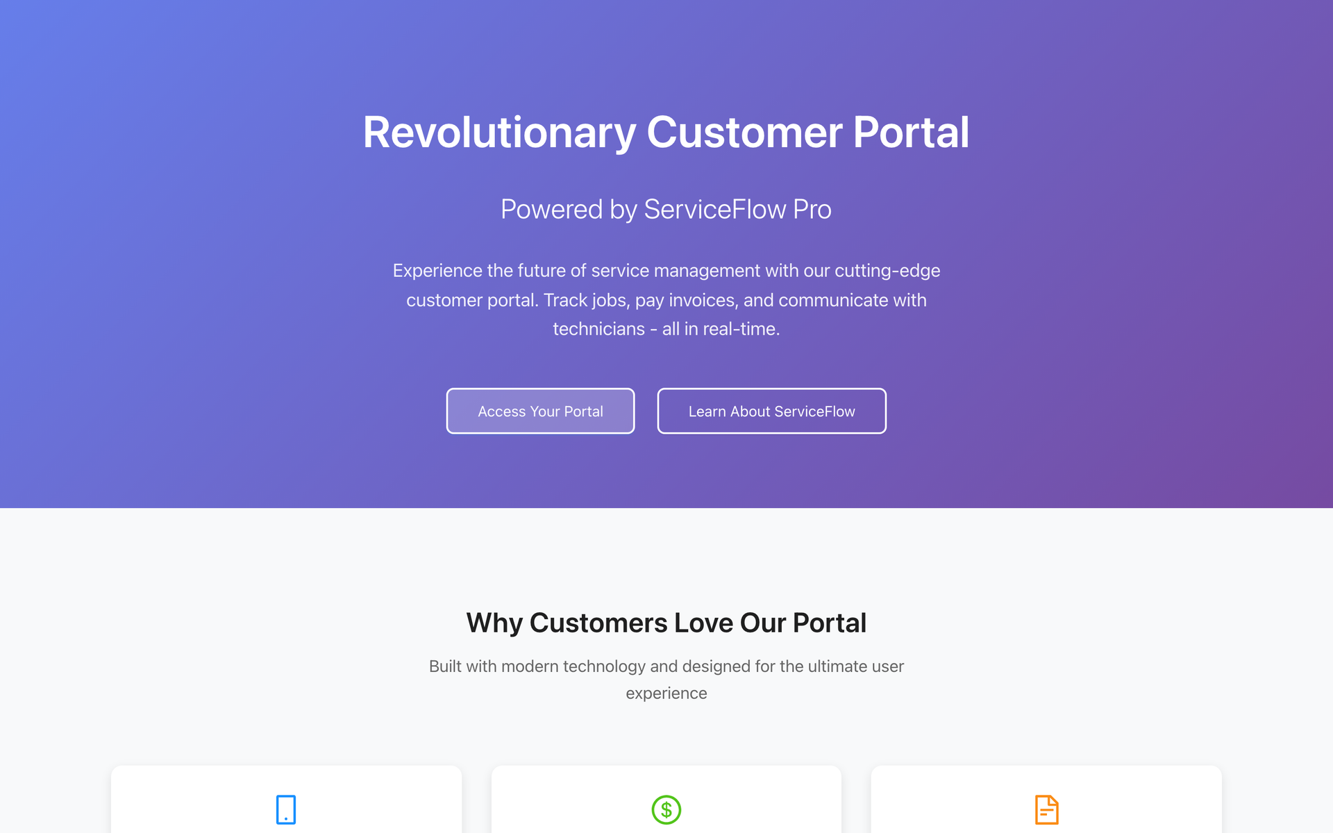 ServiceFlow Pro customer portal job tracking and payments